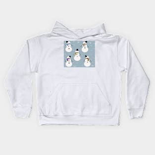 Snowman Pattern Blue Background Kids Hoodie